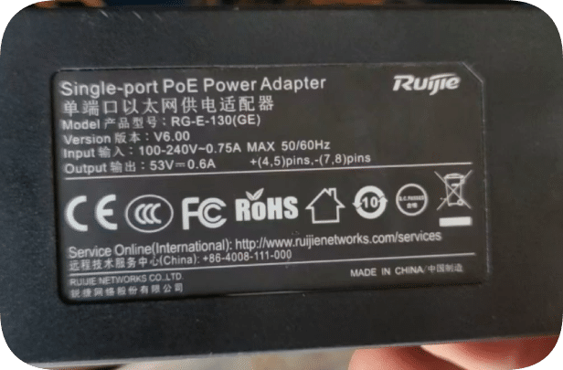 *Brand NEW*Suitable for Ruijie 53V 0.6A RG-E-130 (GE) Single-Port PoE Adapter Power Supply
